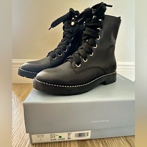 Antonio Melani Black Rhinestone Combat Boots. NIB